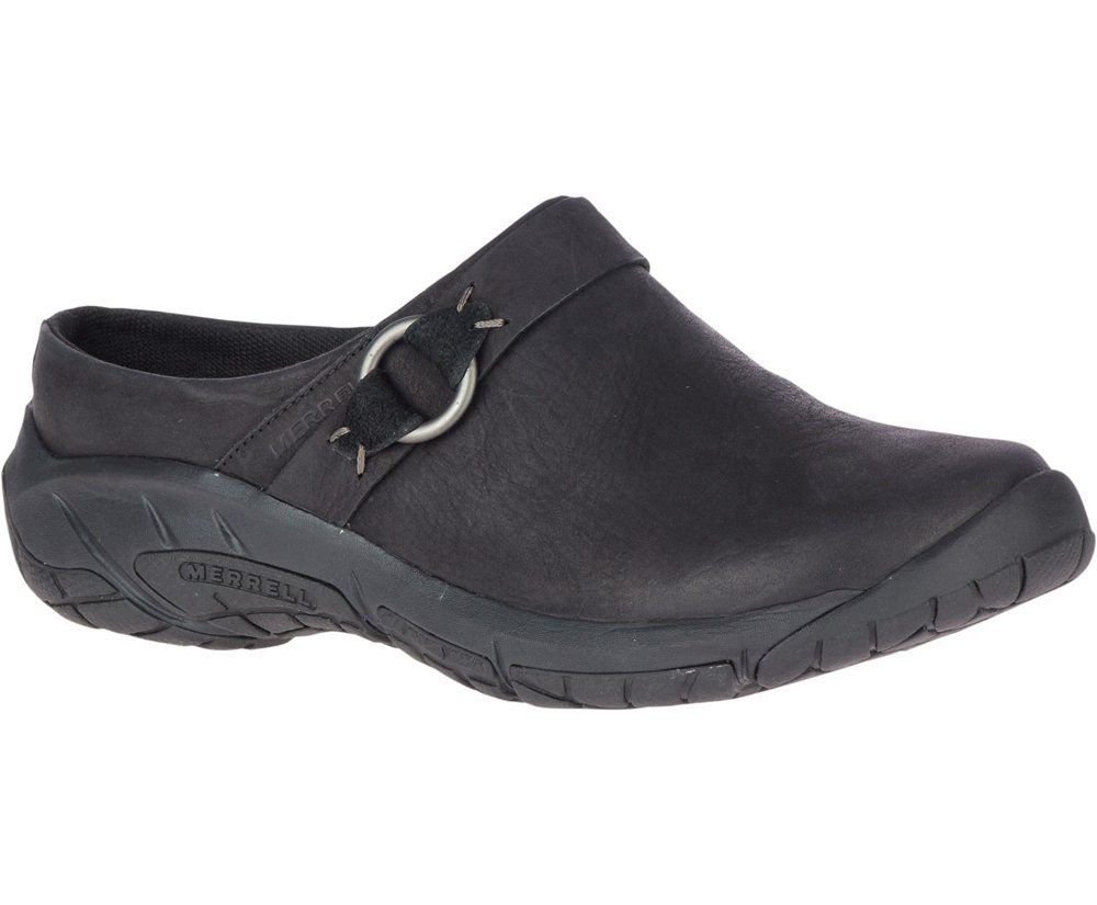 Merrell Slip Ons Black - Encore Slide 4 Leather - Womens 07PEXULWA